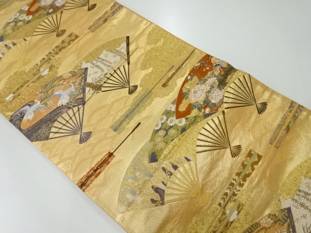 JAPANESE KIMONO / VINTAGE FUKURO OBI / SILK / WOVEN FLORAL PLANTS